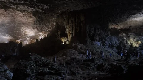 View from inside of Sung Sot or Surprise cave in Ha long Bay, Vietnam. Stock Footage 110750792