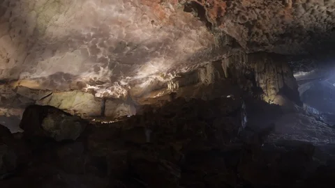 View from inside of Sung Sot or Surprise cave at Ha Long Bay, VIetnam. Stock Footage 110753216