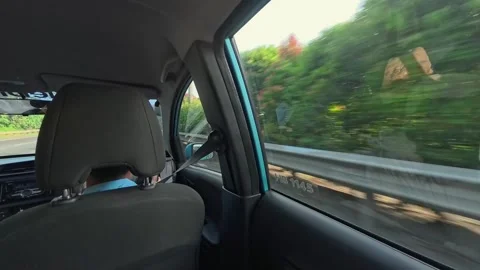 View from inside a taxi moving on the toll road Stock Footage 333546406