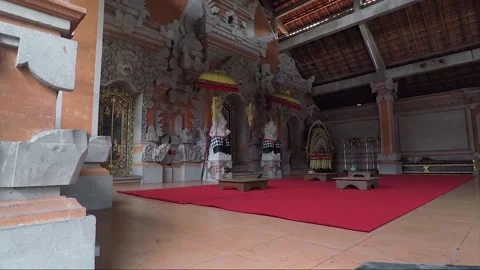 View Inside Temple, Ceremonial Hall, Ubud, Bali, Indonesia Stock Footage 254179610