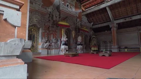 View Inside Temple, Ceremonial Hall, Ubud, Bali, Indonesia Stock Footage 254179790