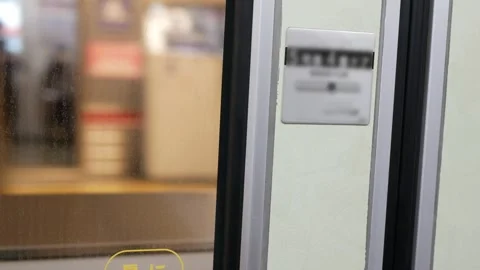 View from inside train commuter through train door's window while moving fa.. Stock Footage 293193677