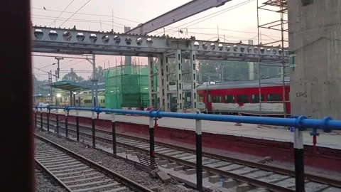 A view from inside the train crossing the platform Stock Footage 340193303