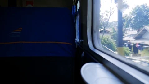 View From Inside the Train in Indonesia Stock Footage 112759268