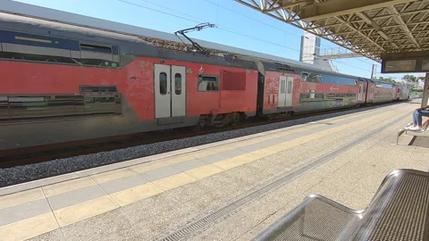 The view from inside the train in Lisbon city center, Portugal Stock Footage 135928932