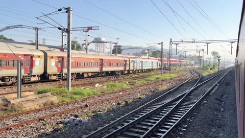 View from inside the train to the outside Stock-Footage 323354587