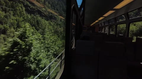 View from Inside the Train to the Zermatt - Famous Village in Swiss Alps Stockbeeldmateriaal 157991843