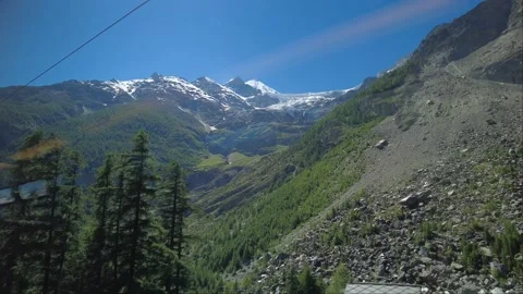 View from Inside the Train to the Zermatt - Famous Village in Swiss Alps Video stock 157991844