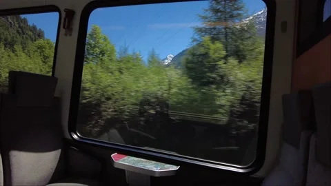 View from Inside the Train to the Zermatt - Famous Village in Swiss Alps Stockbeeldmateriaal 157991854