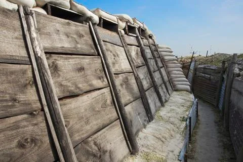 A view inside the trenches of Massiges. Stock Photos