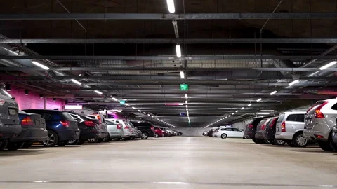 View inside of the underground parking garage Stock Footage 103866983