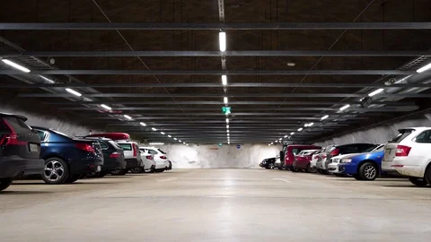 View inside of the underground parking garage Stock Footage 103867002