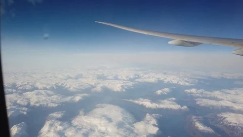 View from intercontinental airplane porthole Stock Footage 107903641
