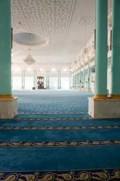 View of the Interior of Blue Mosque of Sultan Ismail Mosque, Muar, Johore, Ma Stock Photos