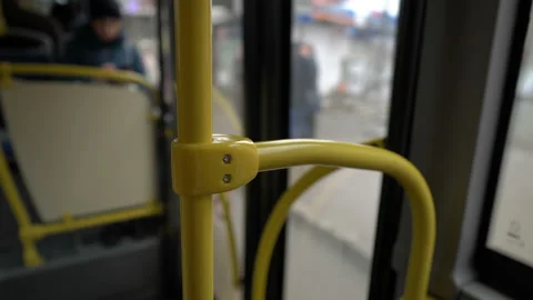 View from the interior of a bus traveling through the city. Video stock 124463606