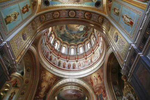 View of the interior of the Cathedral of Christ the Savior. Moscow, Russia Stock Photos
