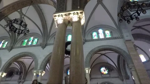 View of interior inside Cathedral Basilica, Intramuros, Manila, Philippines Stock Footage 202157162