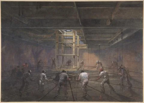 View of the Interior of One of the Tanks on Board the Great Eastern 186566 .. Stock Photos