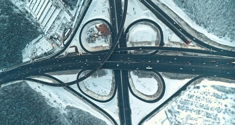View of intersecting highways in Moscow Stock Footage 92963069