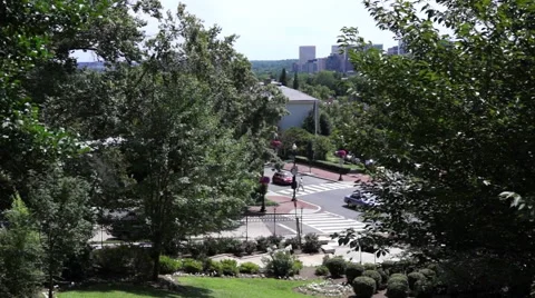 A view of an intersection from on top of a hill Stock Footage 53284712