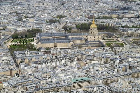 View of the Invalides from the Eiffel Tower, Paris, France, Europe Stockfoto's