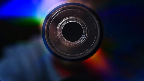 View of iridescent laserdisc on black background Stock Footage 87217039