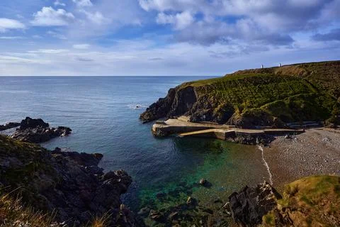 View of the Irish cliffs. beach in tramore ireland, Newtown Cove Stock Photos