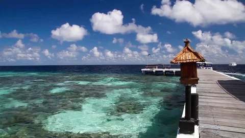 View to the island from the bridge Stock Footage 82498584