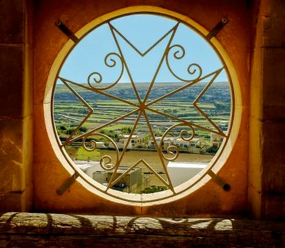 View of the Island of Gozo from the Window inside of the Church Stock Photos