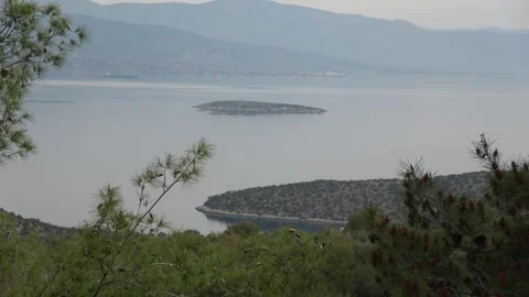 View to island in Saron gulf, spring, Peloponnese, Greece 스톡 동영상 290954844