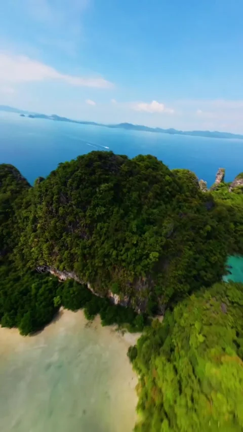 View of the island from the sea Stock Footage 272303640