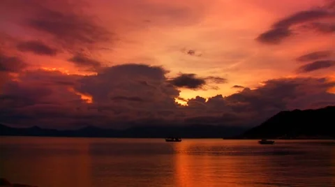 View of island at sunset Stock Footage 54591615