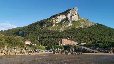 View of Islares mountains from the beach Stock Footage 134505986