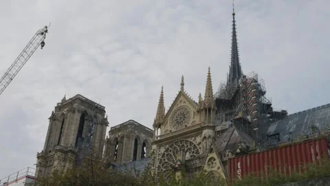 View of the Isle of Cite, Notre-Dame de Paris. Stock-Footage 308727299
