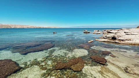 View of Issyk-Kul mountain lake, Kyrgyzstan.  Stock Footage 252910491