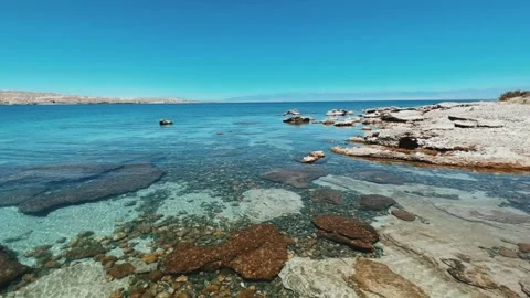 View of Issyk-Kul mountain lake, Kyrgyzstan.  Stock Footage 252912178