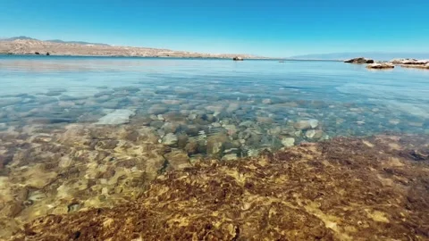 View of Issyk-Kul mountain lake, Kyrgyzstan. Stock Footage 260706904