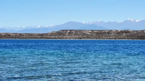 View of Issyk-Kul mountain lake, Kyrgyzstan.  Stock Footage 262960872