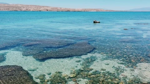 View of Issyk-Kul mountain lake, Kyrgyzstan.  Stock Footage 262962133