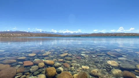 View of Issyk-Kul mountain lake, Kyrgyzstan.  Stock Footage 270497036
