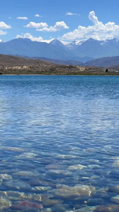 View of Issyk-Kul mountain lake, Kyrgyzstan.  Stock Footage 270497296