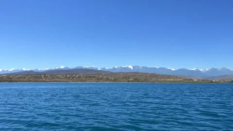 View of Issyk-Kul mountain lake, Kyrgyzstan.  Stock Footage 270497685