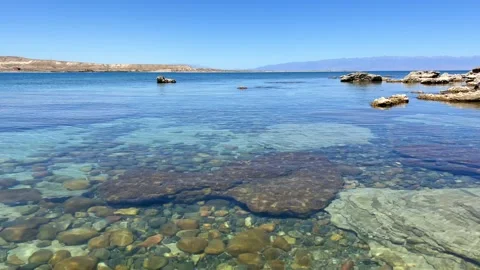 View of Issyk-Kul mountain lake, Kyrgyzstan.  Stock Footage 270498010