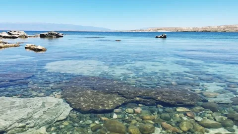 View of Issyk-Kul mountain lake, Kyrgyzstan.  Stock Footage 272724566