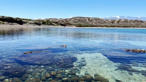 View of Issyk-Kul mountain lake, Kyrgyzstan.  Stock Footage 272725668