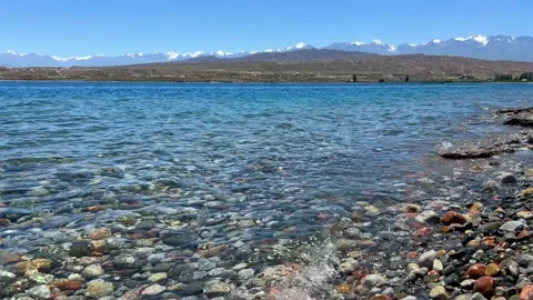View of Issyk-Kul mountain lake, Kyrgyzstan.  Stock Footage 272730183