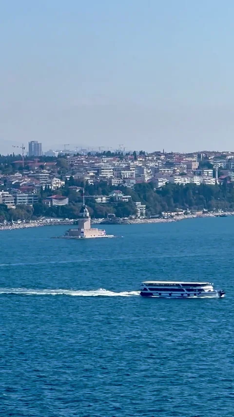 A view of Istanbul with the cityscape, a tower in the background Stock Footage 312984734