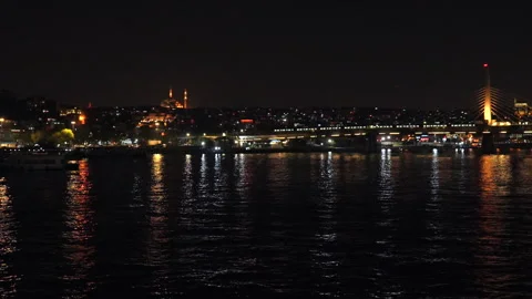 View of Istanbul at night Stock Footage 314093262