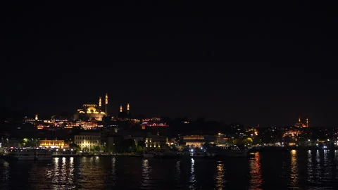 View of Istanbul at night Stock Footage 314154685