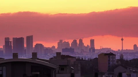 View of  Istanbul at sunset,  Turkey Stock Footage 100781706